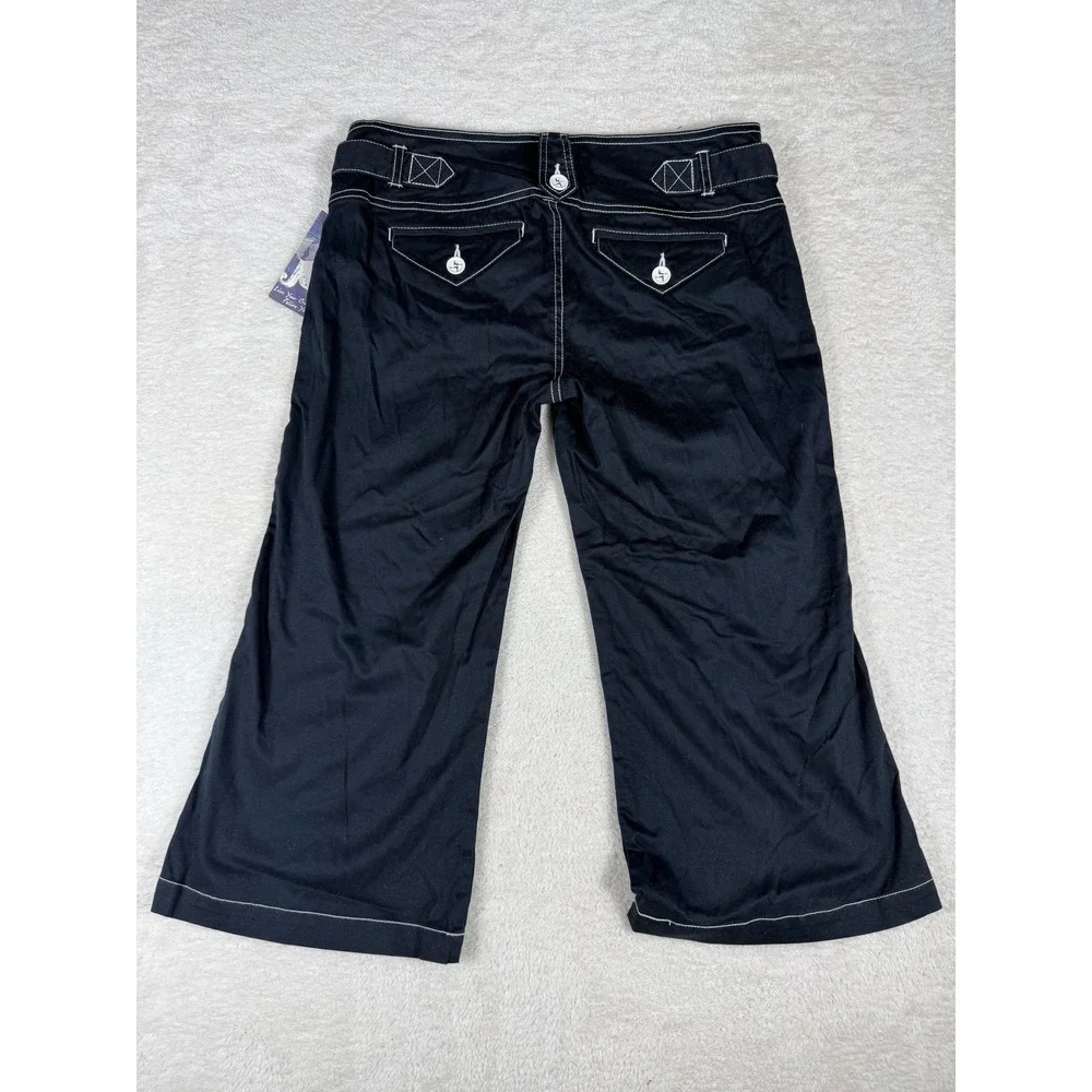 Jolt Capri Pants Women 9 Black NEW Contrast Stitch‎ Y2K Mall Goth Cropped gaucho